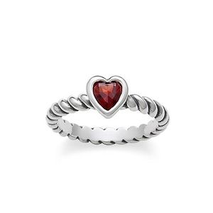 James Avery Ring | Garnet Heart with Twisted Wire
